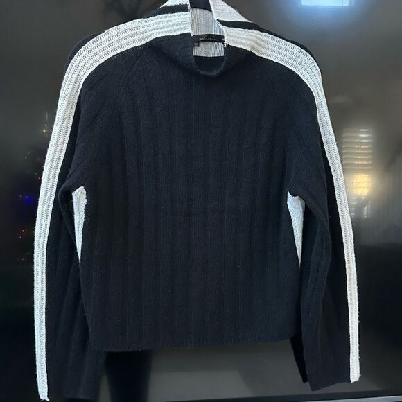 360 CASHMERE Jamie Colorblock Cashmere Blend Sweater Black White, Size S - Picture 3 of 11